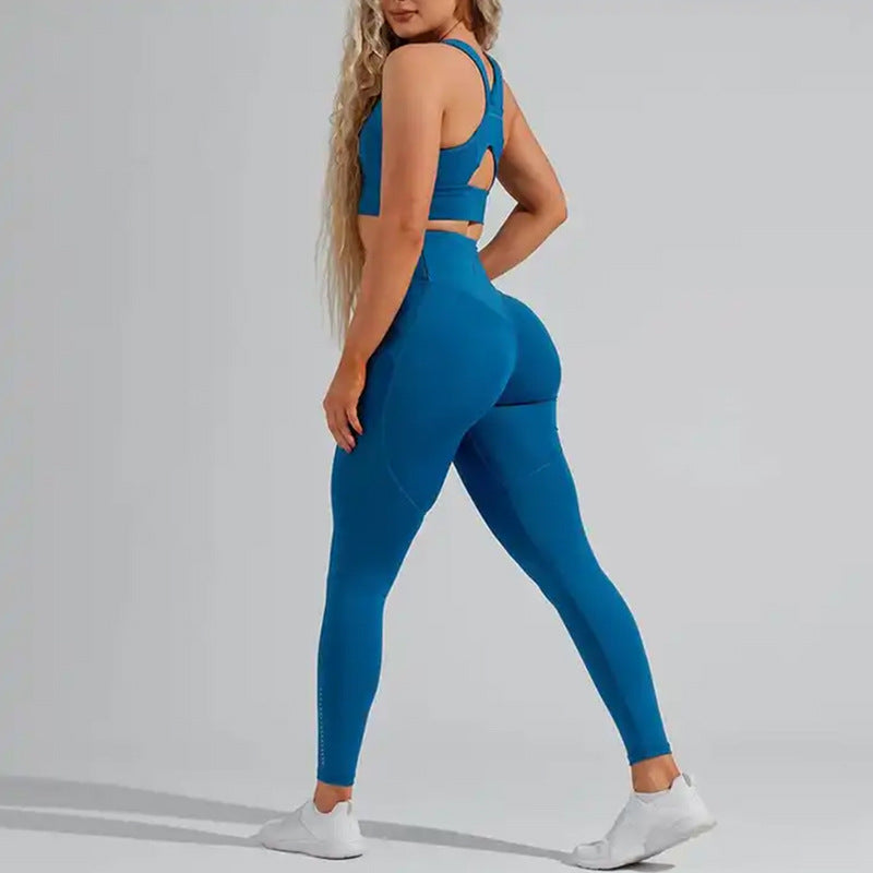 Fashionready stockflap pocket pants yoga leggings high waist tummy control butt lift fitness pants  new arrival running yoga pants