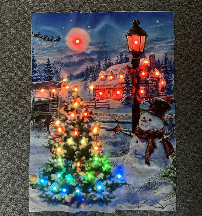 Cross-border Christmas decoration background canvas painting lights, holiday decoration dormitory led lighting, room layout, hanging paintings customization