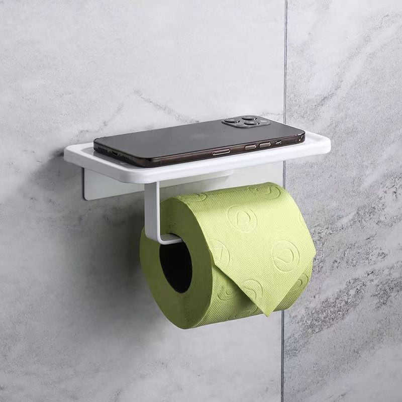 White toilet tissue holder Cross-border non-punching bathroom storage mobile phone rack space aluminum toilet roll holder