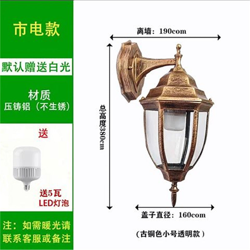 Outdoor wall light waterproof antique courtyard lamp european style outdoor villa pillar wall lamp luxury hexagonal wall sconce - hardwired