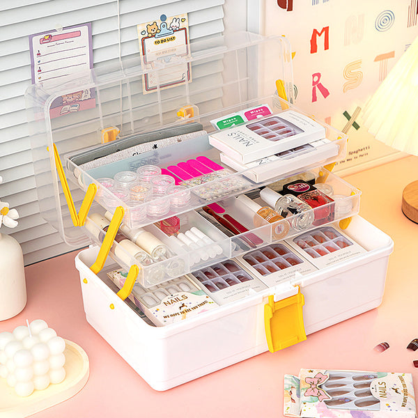 Portable Portable Cosmetics Storage Box Large Capacity Classification Storage Nail Art Tools Organizing Box Foldable Storage Box