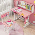 Children's desk study table - adjustable height, writing desk, homework table and chair set with modern bookshelf - school desk and chair