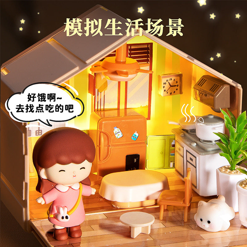 Diy miniature house scene handmade ornament art house mini boy girl assembly toy birthday gift