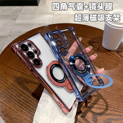 Samsung s25 ultra phone case, compatible with s26, transparent four-corner magnetic kickstand case, note20, export a37