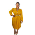 Fashionexport chiffon pleated skirt with belt african tiktok  women's clothing plus sizedress comes with brooch