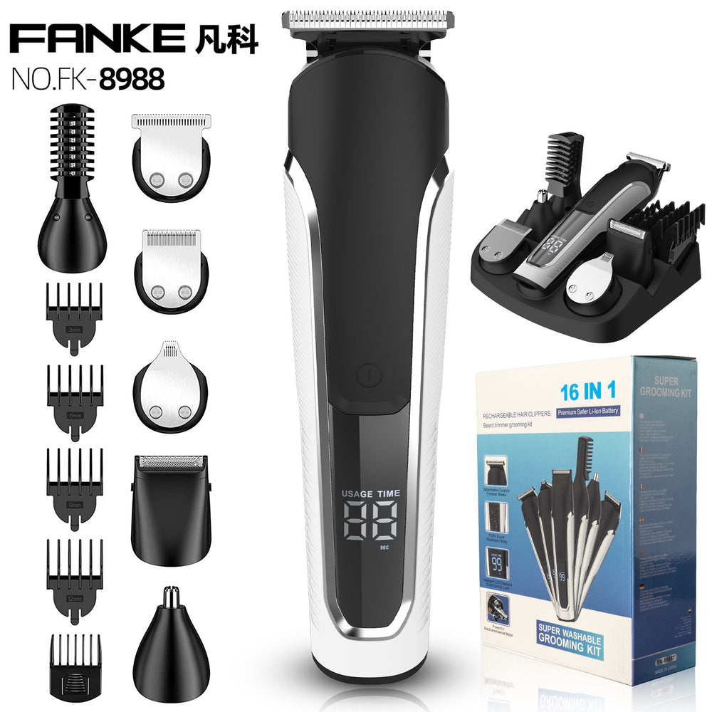 Wholesale electric hairdressing scissors rechargeable electric hair clippers full body washable lcd digital display hairdressing set cross-border