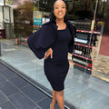 sourcing:  new women's off-the-shoulder, cinched-waist, bodycon, professional-style fashion dress - special offer!