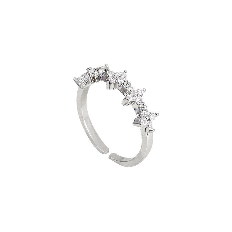 Flower ring female ins trendy fashion stylishaccessible luxuryniche style exquisite design open index finger cold style hand jewelry