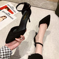 Stiletto heel french lace-up high heels women's 2025 summer pure & seductive closed-toe sandals fashion ankle strap sandals