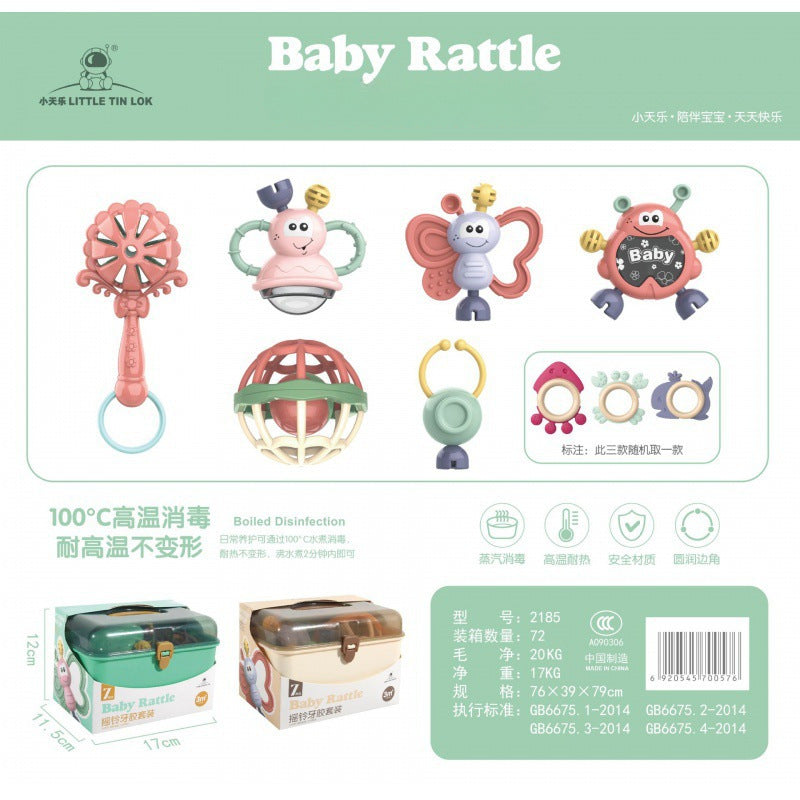 Cross-border export South East Asia rattle set gift box baby baby children toothpaste combination soft rubber toy storage box