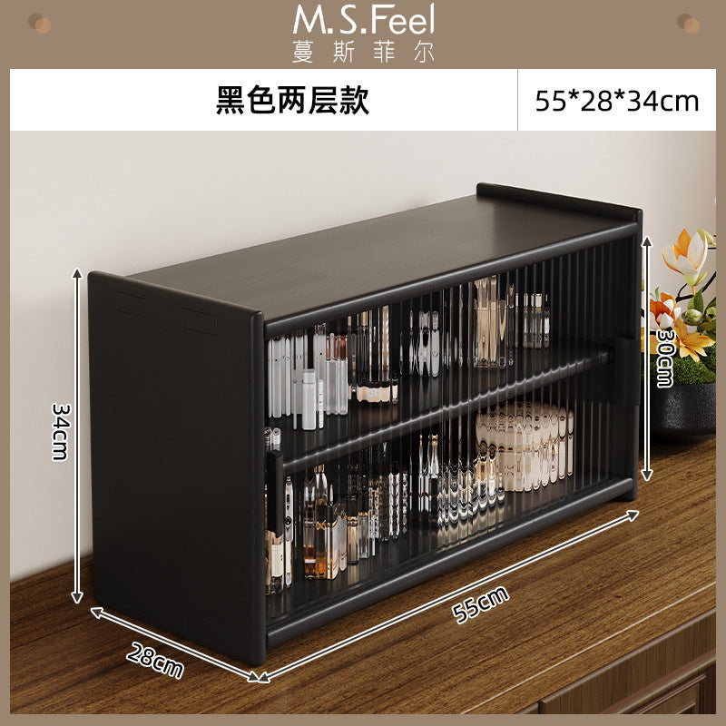 Solid wood desktop cosmetics storage box rack countertop sundries storage cabinet desk figure display finishing cabinet