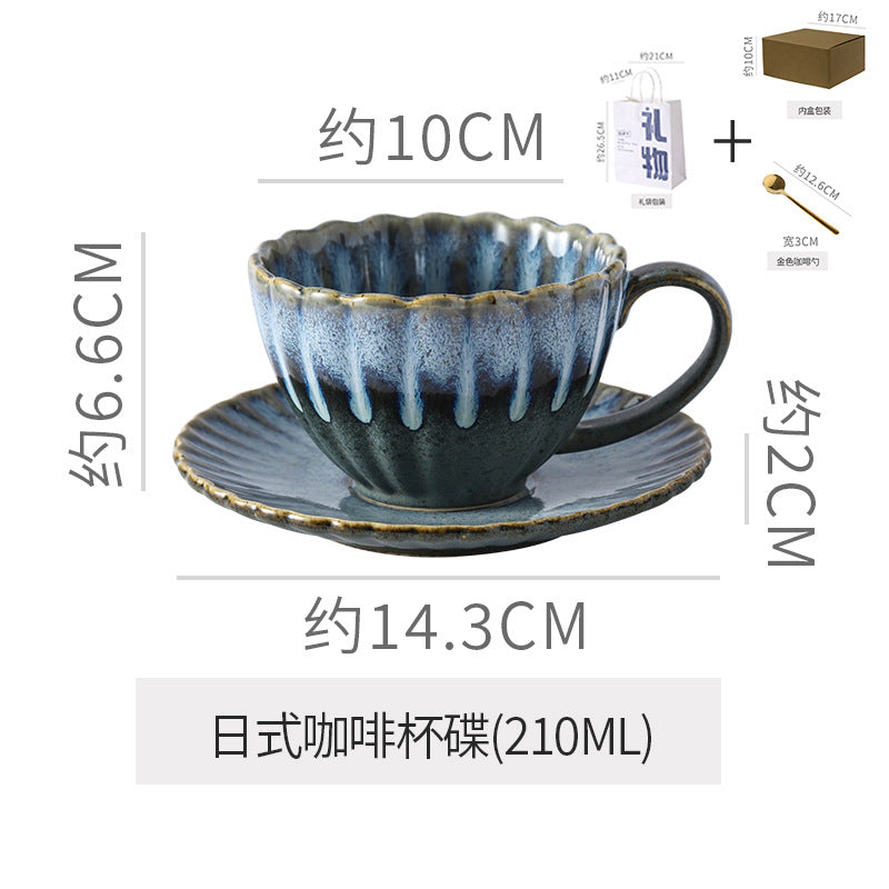 Vintage-inspired, high-end striped ceramic mug with a kiln-fired glaze effect. perfect for hotels, homes, offices, milk, coffee, afternoon tea, or just everyday drinking