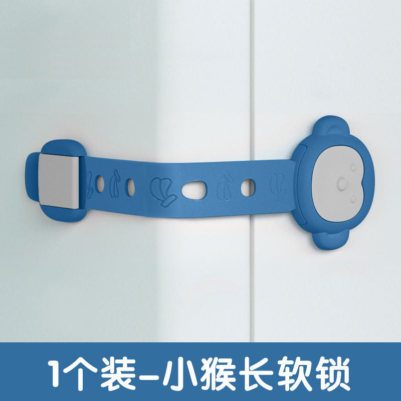 Multifunctional baby anti-pinch drawer lock kidssecurity lock baby protection kids supplies cabinet door bear head lock buckle