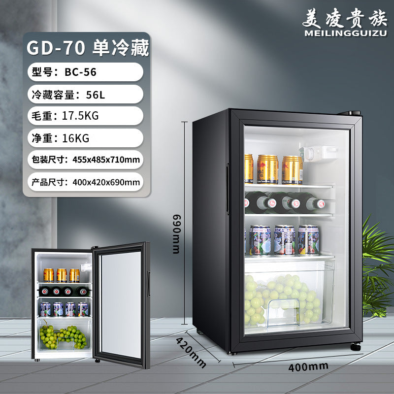 Ice bar hotel room single door mini refrigerator tea refrigerator fresh-keeping cabinet small transparent glass door small refrigerator