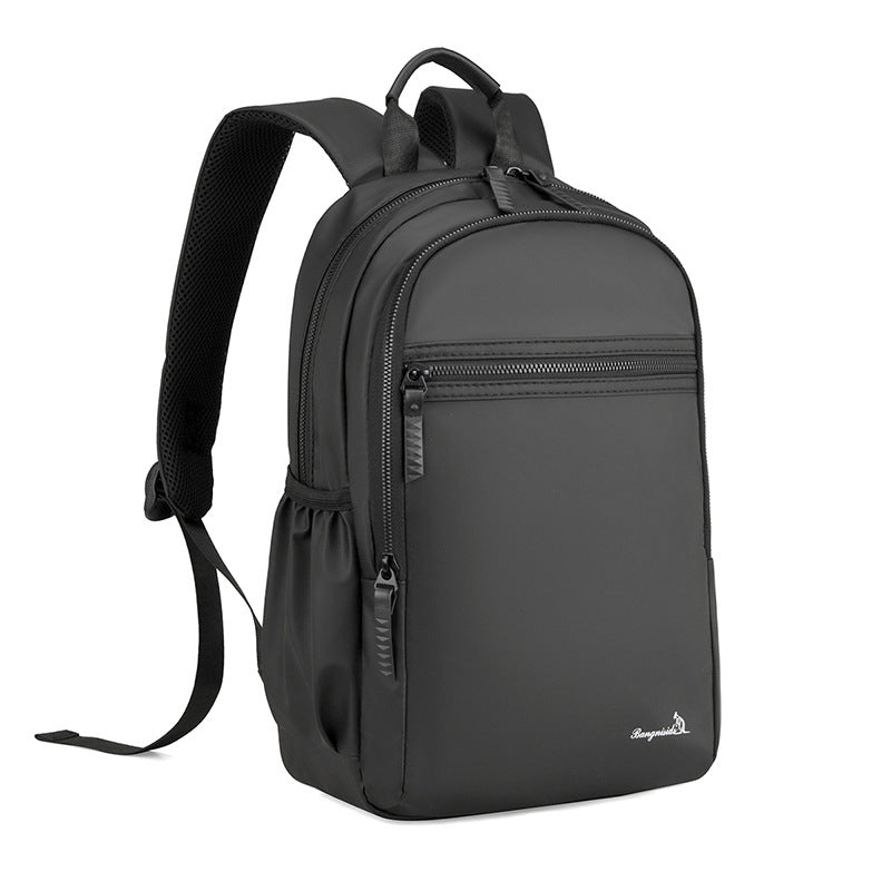 New, leather film fashionable black backpack men's high sense large capacity lightweight casual bag travel backpack