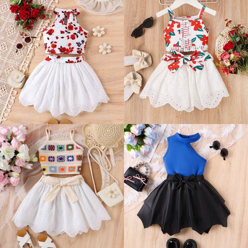 girls' sleeveless flounced fluffy gauze princess dress