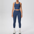 New arrival: cross-border double-sided brushed solid color breathable tank top long yoga set - two-piece activewear for running and fitness