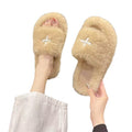 Thick sole heightened fur slippers women's outwear slippers thick sole 2024fall and winter new arrival wool stacked home stuffed slippers