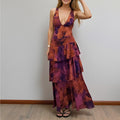 summer new arrivals: women's fashion - cross-border european & american style - elegant & chic printed, cinched-waist, backless dress