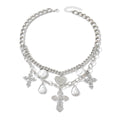 Stacked love cross necklace wholesale european and american cross-border cold style multi-layer exaggerated imitation pearl pendant clavicle chain