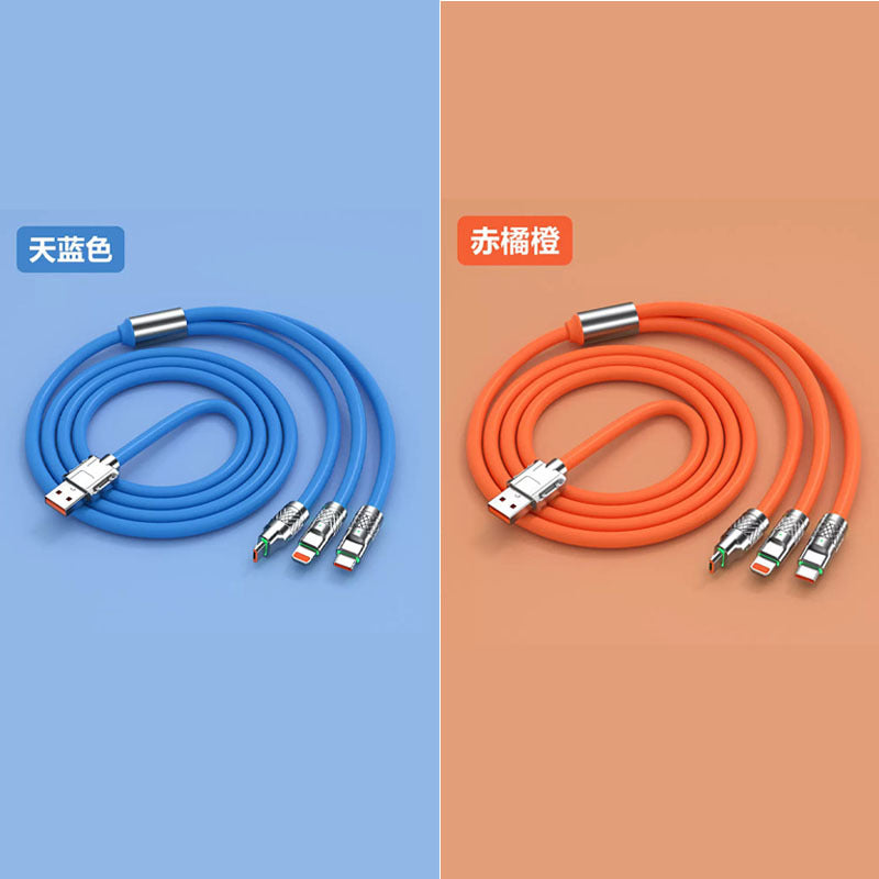 120W fast charging three-in-one fast charging data cable is suitable for Apple vivo Huawei Android flash charging mobile phone one-to-three charging