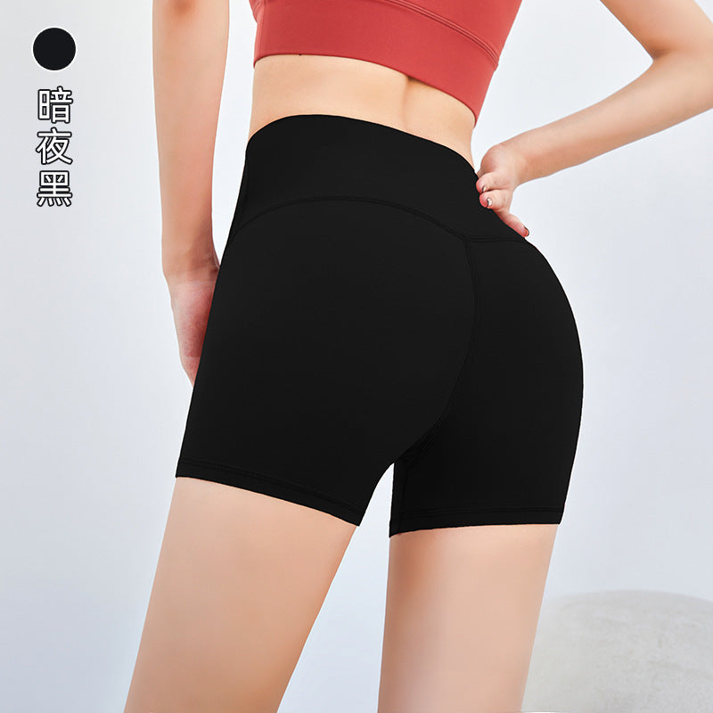 Solid color versatile seamless cycling capri leggings - women's quick-dry high-waisted butt-lifting yoga & fitness shorts