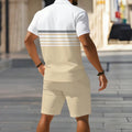 hot-selling men's polo shirt set, new summer two-piece casual short-sleeve and shorts set, dropshipping available