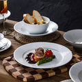 Minimalist pure white ceramic dinnerware set - ideal for restaurants, hotels, and home use. includes plates, rice bowls, soup bowls, and fruit/salad plating dishes