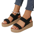 Summer imitation straw travel women's high-heeled sandals outwear hemp bottom one-strap beach fashion trendy wedge sandals plus size