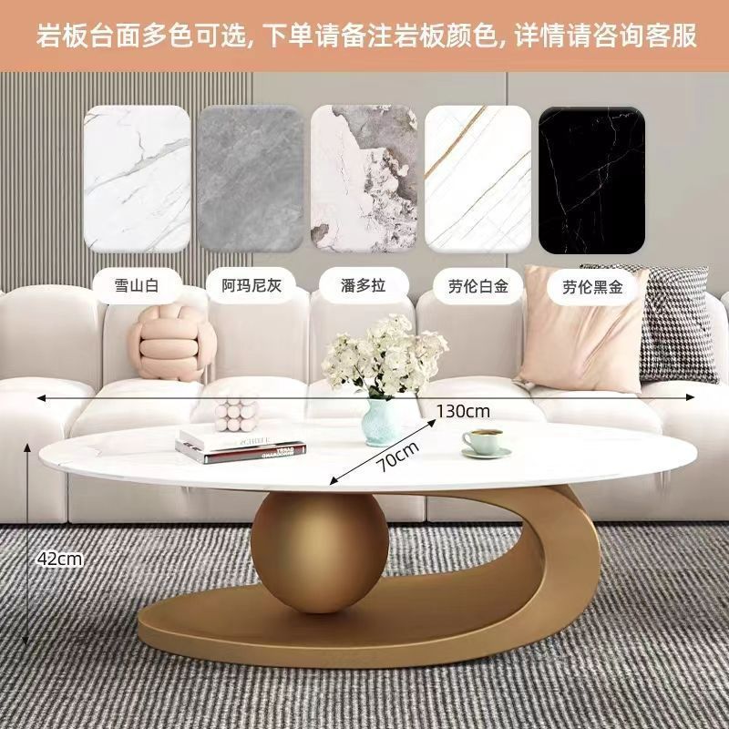 Oval coffee table, sintered stone coffee table, popular minimalist table for home living room, trendy nordic style coffee table, small apartment friendly