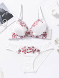 Wholesale cross-border embroidered floral sexy lingerie for women - push-up, anti-sag, breathable bra set (suitable for larger busts)