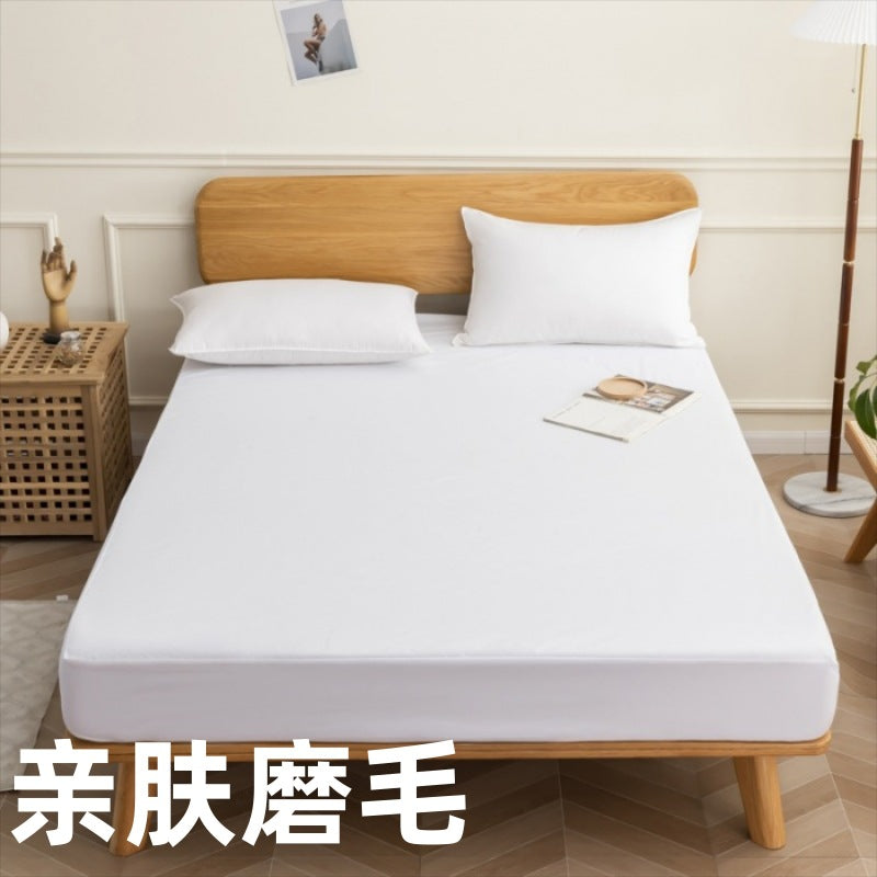 New pure color waterproof fitted sheet, urine-proof, breathable, machine washable bed sheets, thin brown mattress cover 1.8m heightened dust cover