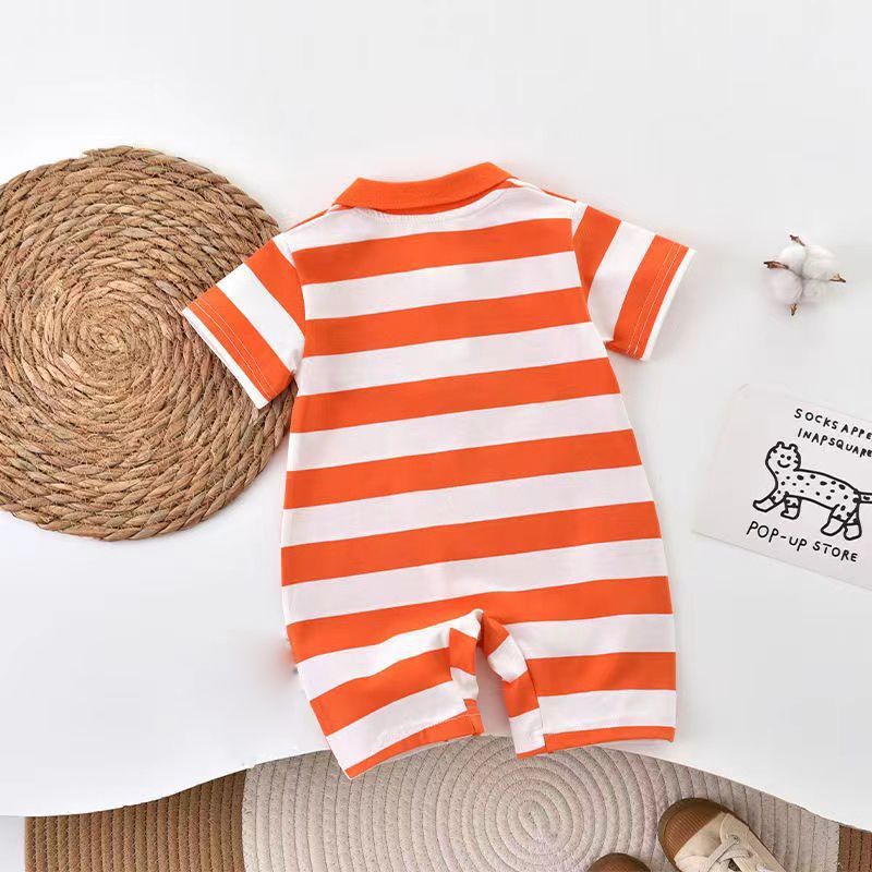 Newborn baby summer romper - full month celebration bodysuit - unisex short sleeve lightweight summer outfit for newborns - baby onesie