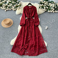 French retroelegancedress women's new arrivalclassy lacepatchwork strap waist elegant long skirt