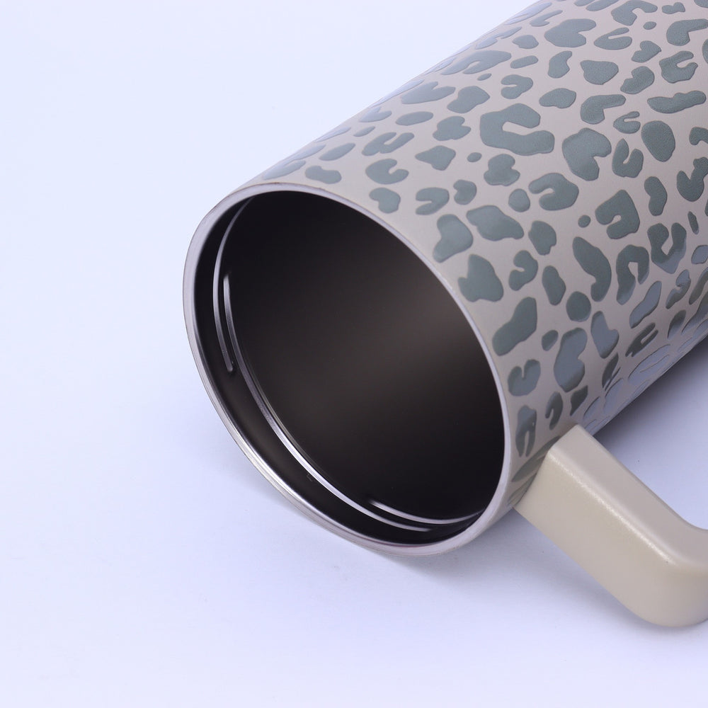 Custom leopard print handle car cup, 304 stainless steel vacuum insulated tumbler, large capacity portable cooler, ice bucket cup