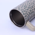 Custom leopard print handle car cup, 304 stainless steel vacuum insulated tumbler, large capacity portable cooler, ice bucket cup