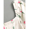 listing: new  women's original elegant square neck puff sleeve printed dress
