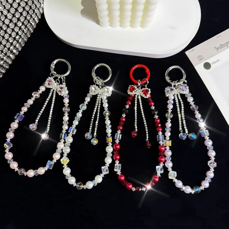 Luxury rhinestone butterfly phone charm crystal pendant wristlet chain accessories - high-end mobile phone lanyard for women