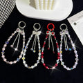 Luxury rhinestone butterfly phone charm crystal pendant wristlet chain accessories - high-end mobile phone lanyard for women