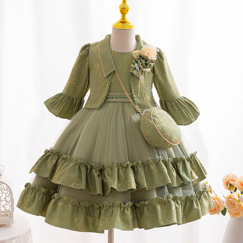 New in stock skirt set children's dress three-piece cake princess dress girls' birthday dress flower girl