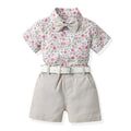 Boys' summer outfit: trendy suit with belt - new stylish and handsome summer short-sleeve shirt for fashionable babies