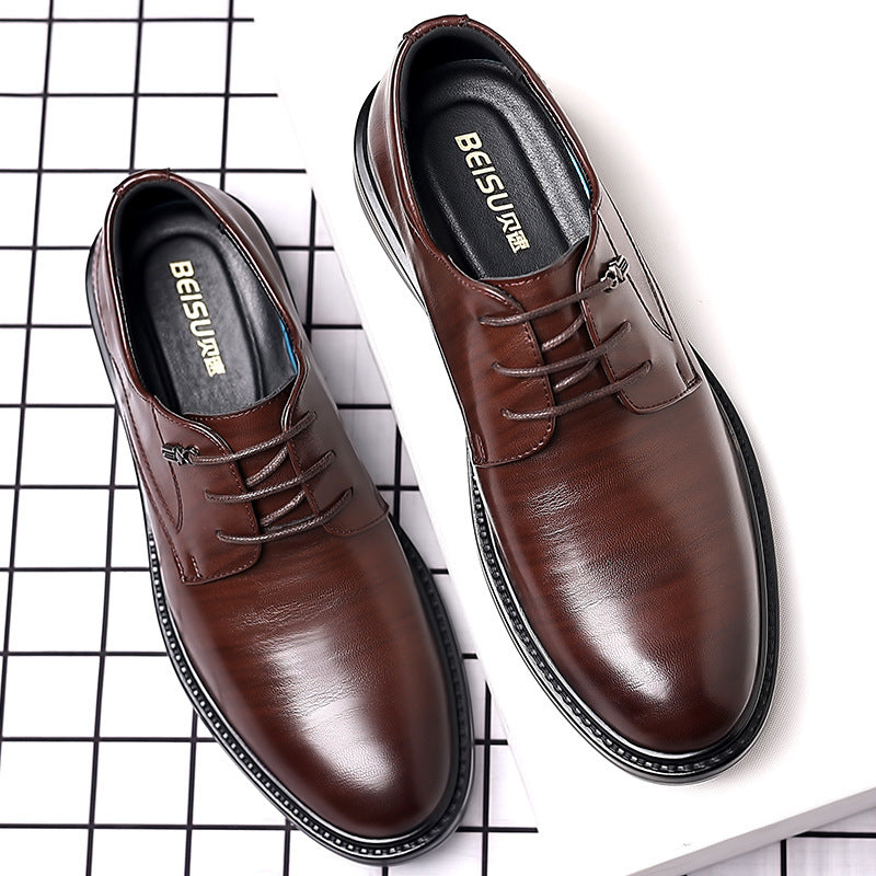 Men's leather dress shoes - soft leather, soft sole - live stream, business formal, youth casual, groomsmen, wedding shoes