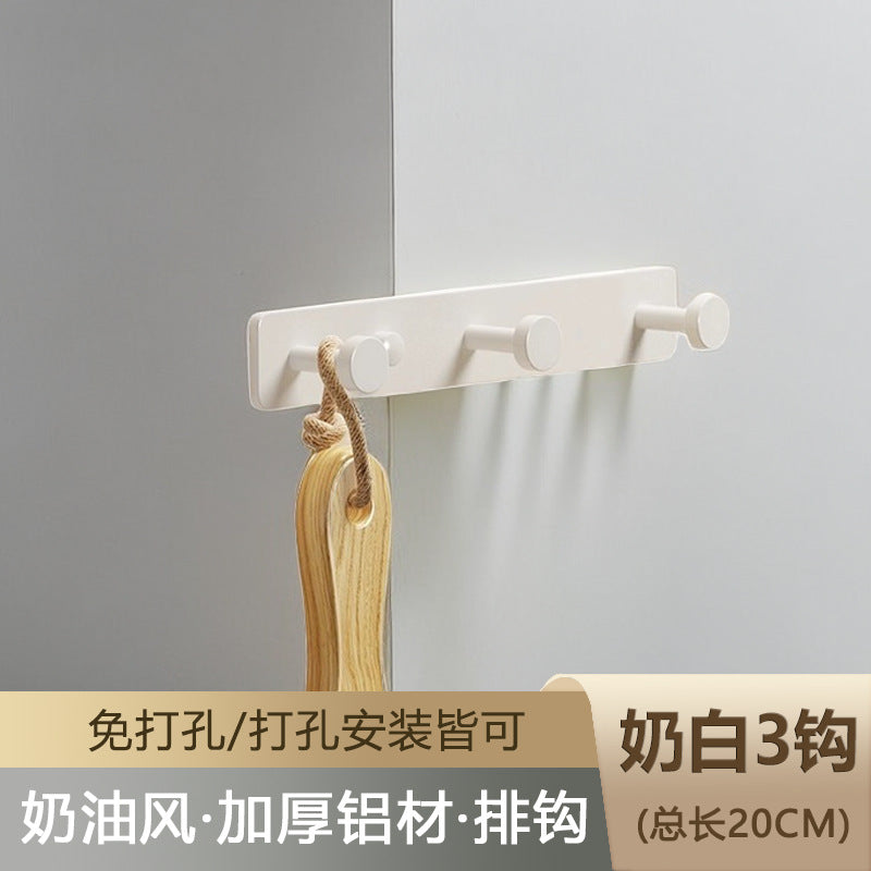 White hook, coat hook, entrance to the door, no punching in the entrance, storage hanger, key row hook storage rack on the wall