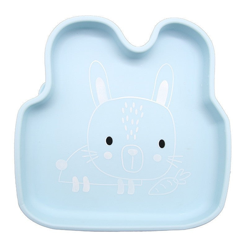 Cross-border children's silicone dinner plate baby partition plate complementary food bowl suction cup anti-drop animal shape silicone tableware