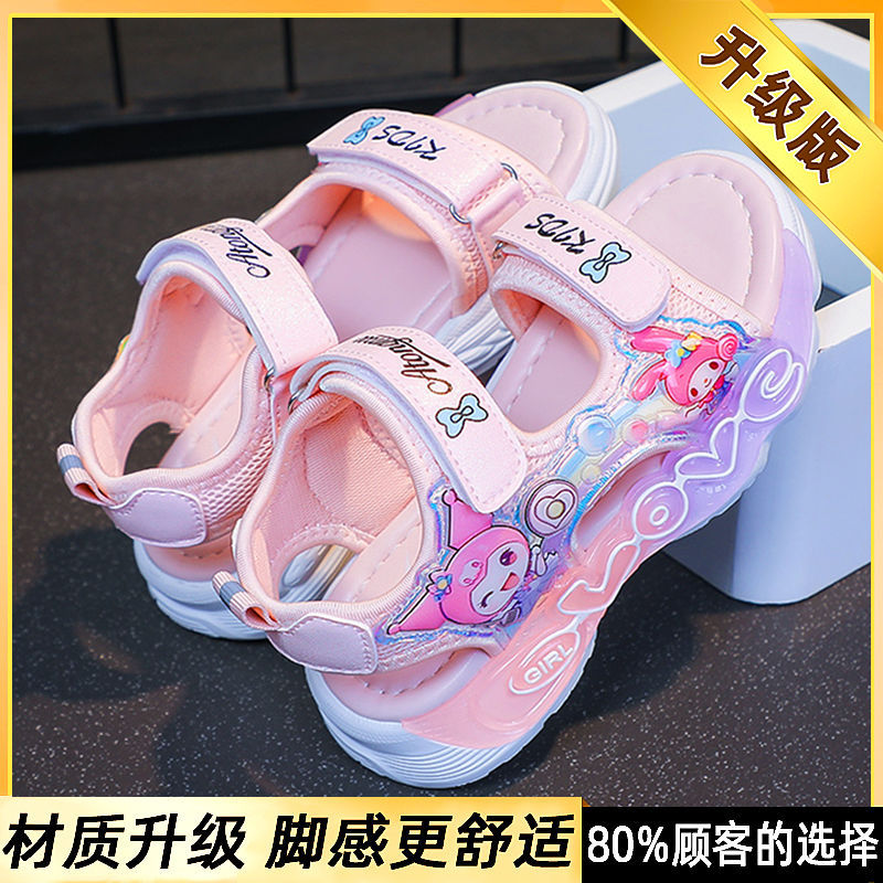 Kuromi girls' sandals - new  summer collection: light-up princess sandals for kids, stylish baby beach slippers for girls