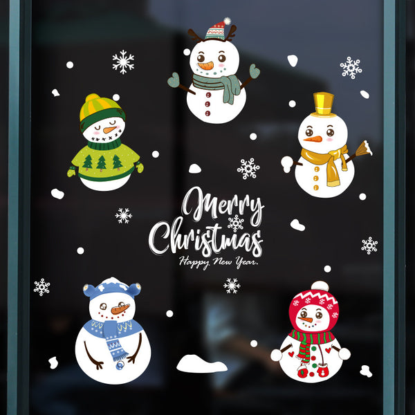 Creative snowman window sticker, snowflake cartoon sticker shop window decorative glass sticker sliding door sticker XL647