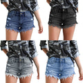 Factory direct cross-border trade  new ripped fringe stretch  denim shorts hot pants trendy women's
