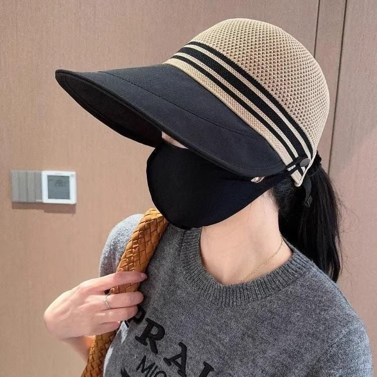 New summer sunscreen ultraviolet fisherman hat hollow breathable large brim sun hat Korean version outdoor cap