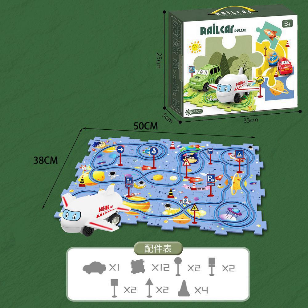 puzzle track car diy free assemble multi-scene map track electric car kids educational toy