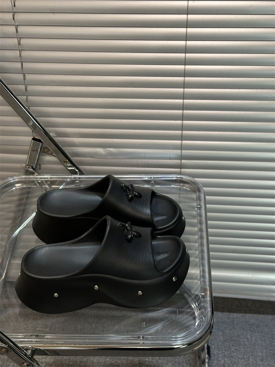 Thick sole slippers for women outwear summer 2026new arrival travel summer one-line sandals slippers for students to increase height